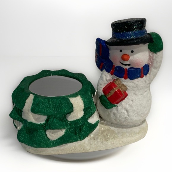 The Unbranded Brand Other - Christmas Snowman Votive Candle Holder Holiday Ceramic Decor 4.5" x 5" x 3"